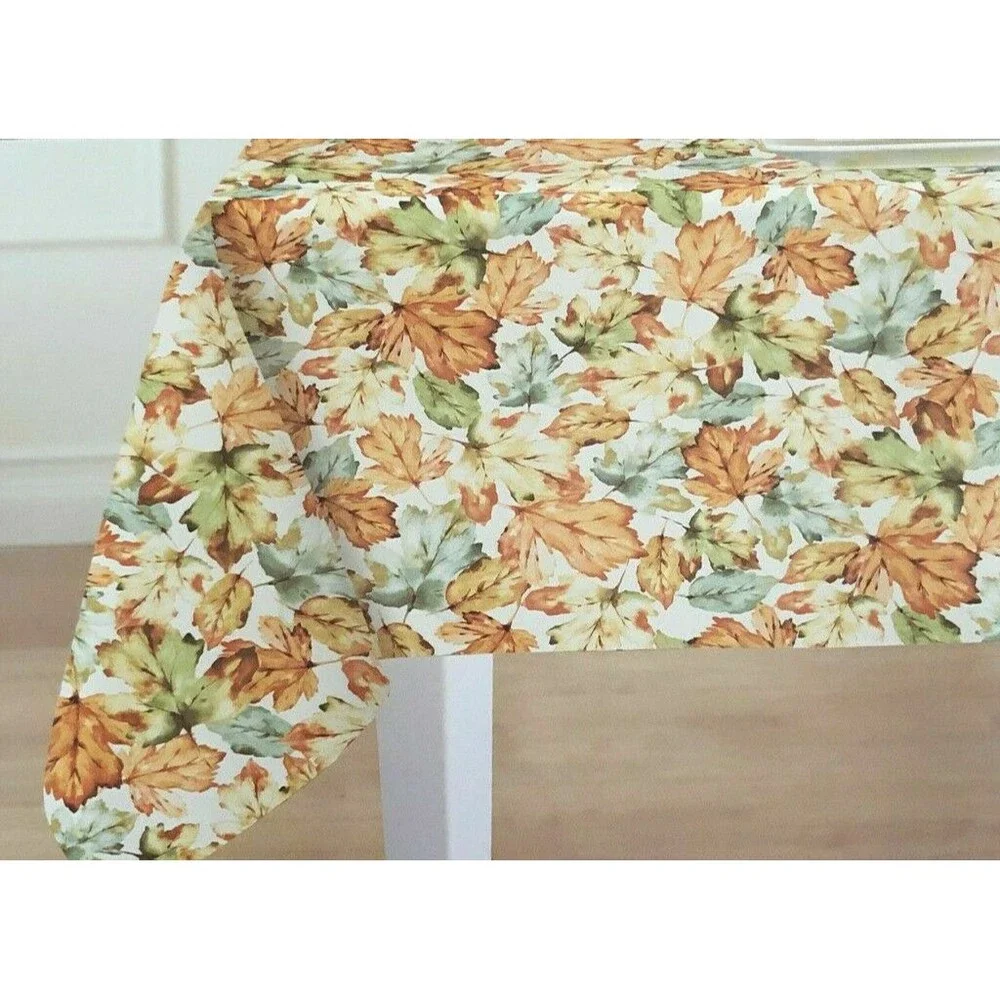 Thanksgiving Fabric Tablecloth 60x102 Oblong Fall Alluring Leaves Harvest